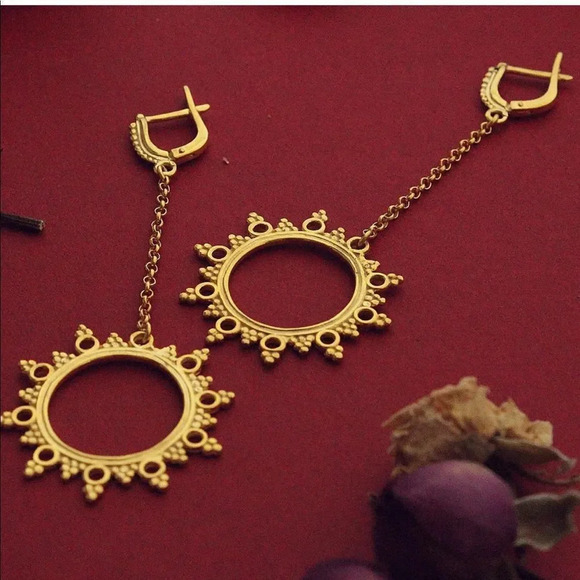 “SUN” Gold plated 925 silver earrings. - Picture 3 of 9